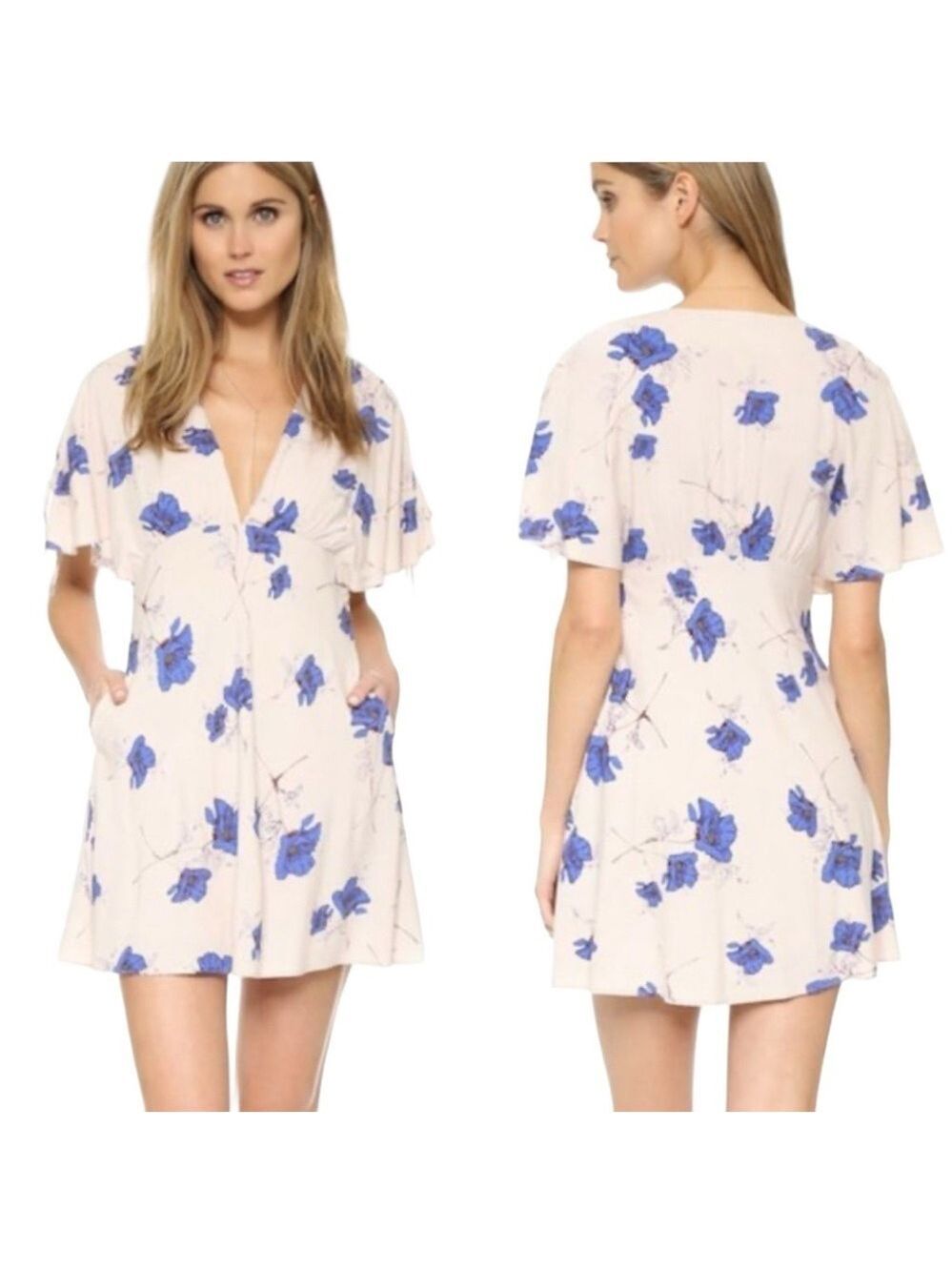 Free People Drapey Melanie Pearl Combo Dress Size 10 Tiered Flowy Romantic Girly
